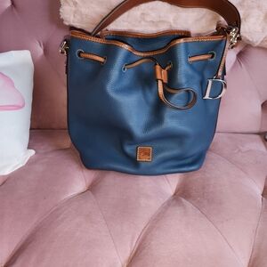 Dooney & Bourke Navy and Tan Shoulder Bag